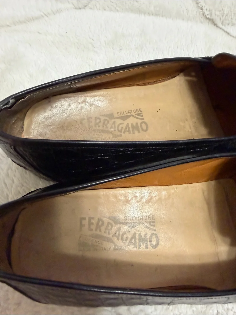 $2000 Ferragamo Genuine Crocodile Alligator Exotic Skin Penny Loafers 12EE 13
